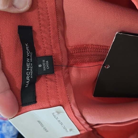 NWT Andrew Marc New York Ankle Trouser 8 Rose Pink Pleated Wide Straight Leg - Picture 8 of 8